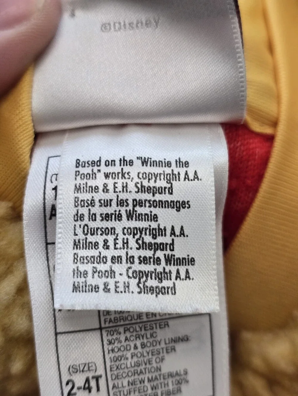 Vintage Disney Store Winnie The Pooh Costume Unisex Size 2T-4T